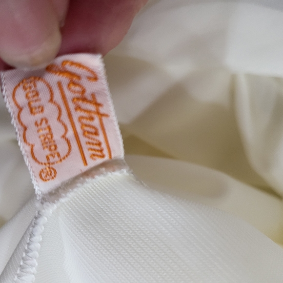 Vintage White Sheer Double Chiffon Peignoir Robe Gotham Gold Stripe Embr  S - Picture 9 of 11